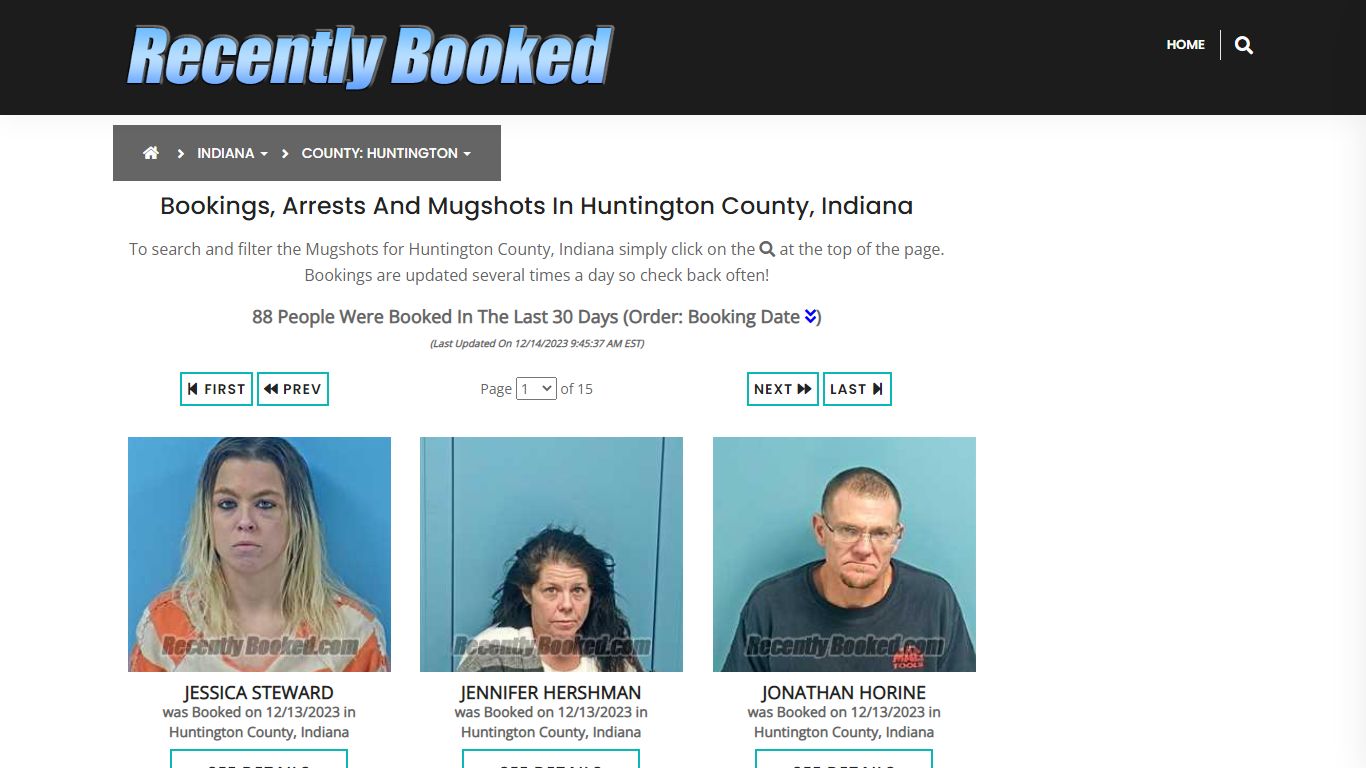 Bookings, Arrests and Mugshots in Huntington County, Indiana