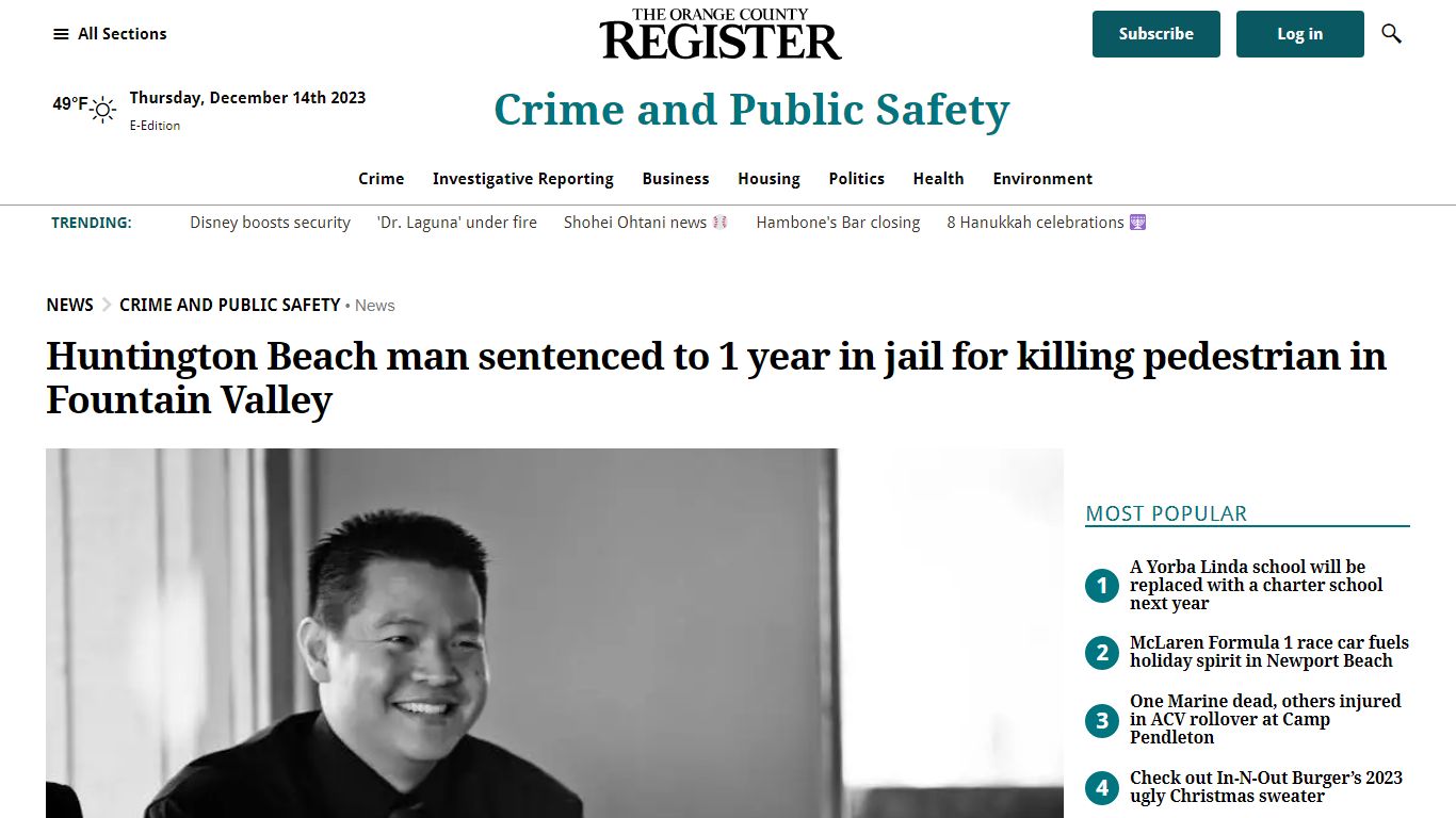 Huntington Beach man sentenced to 1 year in jail for killing pedestrian ...